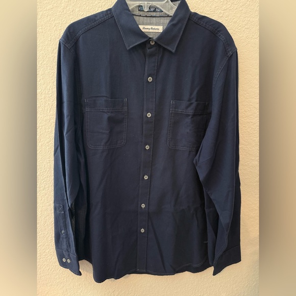 Tommy Bahama Deep Blue Casual Button Down Shirt Sz L - Picture 1 of 5